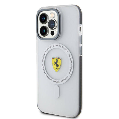 Apple iPhone 15 Pro Max Kılıf Ferrari Orjinal Lisanslı M-safe Şarj Özellikli Kontrast Bumper SF Ring Kapak Siyah