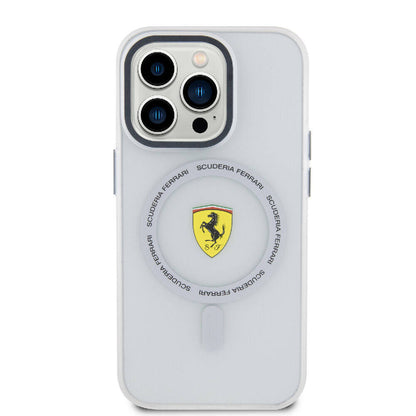 Apple iPhone 15 Pro Max Kılıf Ferrari Orjinal Lisanslı M-safe Şarj Özellikli Kontrast Bumper SF Ring Kapak Kırmızı