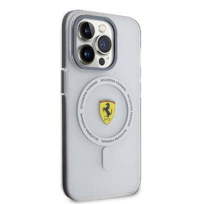 Apple iPhone 15 Pro Max Kılıf Ferrari Orjinal Lisanslı M-safe Şarj Özellikli Kontrast Bumper SF Ring Kapak Kırmızı