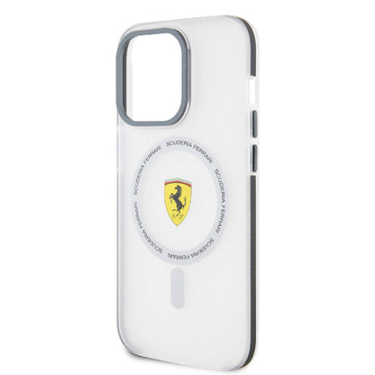 Apple iPhone 15 Pro Max Kılıf Ferrari Orjinal Lisanslı M-safe Şarj Özellikli Kontrast Bumper SF Ring Kapak Siyah