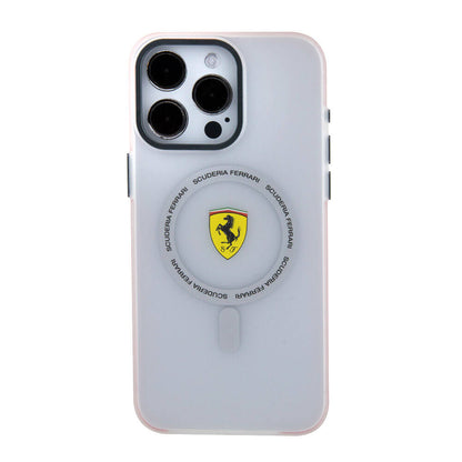 Apple iPhone 15 Pro Max Kılıf Ferrari Orjinal Lisanslı M-safe Şarj Özellikli Kontrast Bumper SF Ring Kapak Siyah
