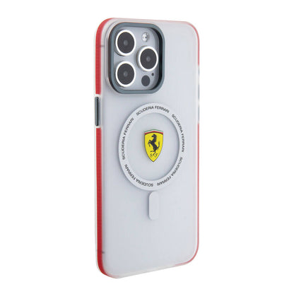 Apple iPhone 15 Pro Max Kılıf Ferrari Orjinal Lisanslı M-safe Şarj Özellikli Kontrast Bumper SF Ring Kapak Siyah
