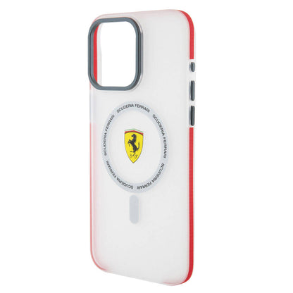 Apple iPhone 15 Pro Max Kılıf Ferrari Orjinal Lisanslı M-safe Şarj Özellikli Kontrast Bumper SF Ring Kapak Siyah