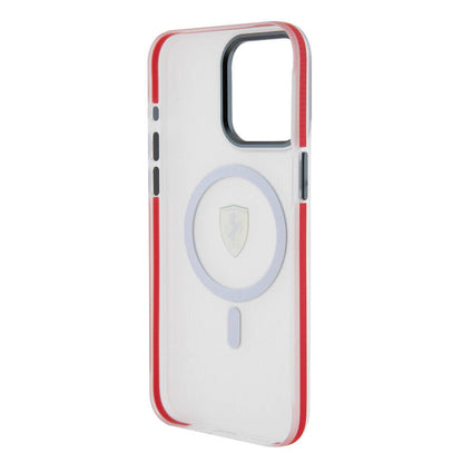 Apple iPhone 15 Pro Max Kılıf Ferrari Orjinal Lisanslı M-safe Şarj Özellikli Kontrast Bumper SF Ring Kapak Kırmızı