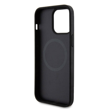 Apple iPhone 15 Pro Max Kılıf Ferrari Orjinal Lisanslı M-safe Şarj Özellikli Metal Logolu PU Karbon Kapak Kırmızı