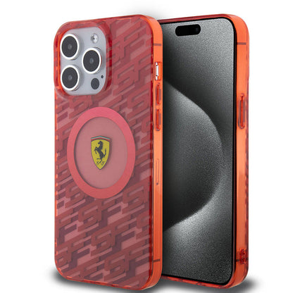 Apple iPhone 15 Pro Max Kılıf Ferrari Orjinal Lisanslı M-safe Şarj Özellikli Multi SF Kapak Kırmızı