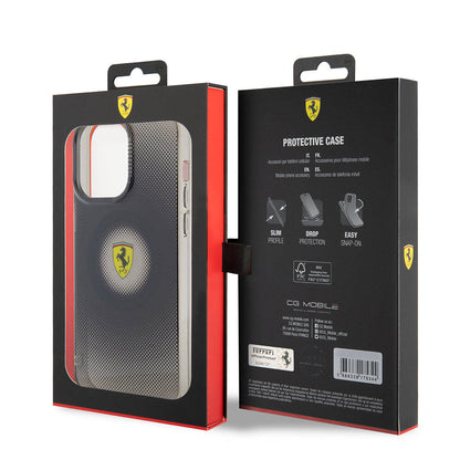 Apple iPhone 15 Pro Max Kılıf Ferrari Orjinal Lisanslı M-safe Şarj Özellikli Parçalanan Noktalar Desenli Kapak Siyah