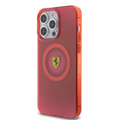 Apple iPhone 15 Pro Max Kılıf Ferrari Orjinal Lisanslı M-safe Şarj Özellikli Parçalanan Noktalar Desenli Kapak Sarı