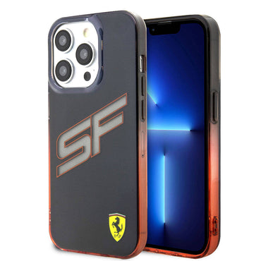 Apple iPhone 15 Pro Max Kılıf Ferrari Orjinal Lisanslı Transparan SF Yazılı Kenarları Renk Geçişli Kapak Siyah