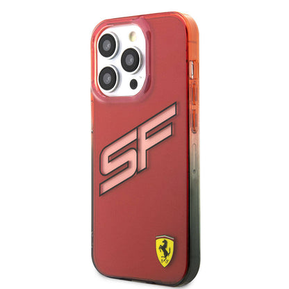 Apple iPhone 15 Pro Max Kılıf Ferrari Orjinal Lisanslı Transparan SF Yazılı Kenarları Renk Geçişli Kapak Siyah