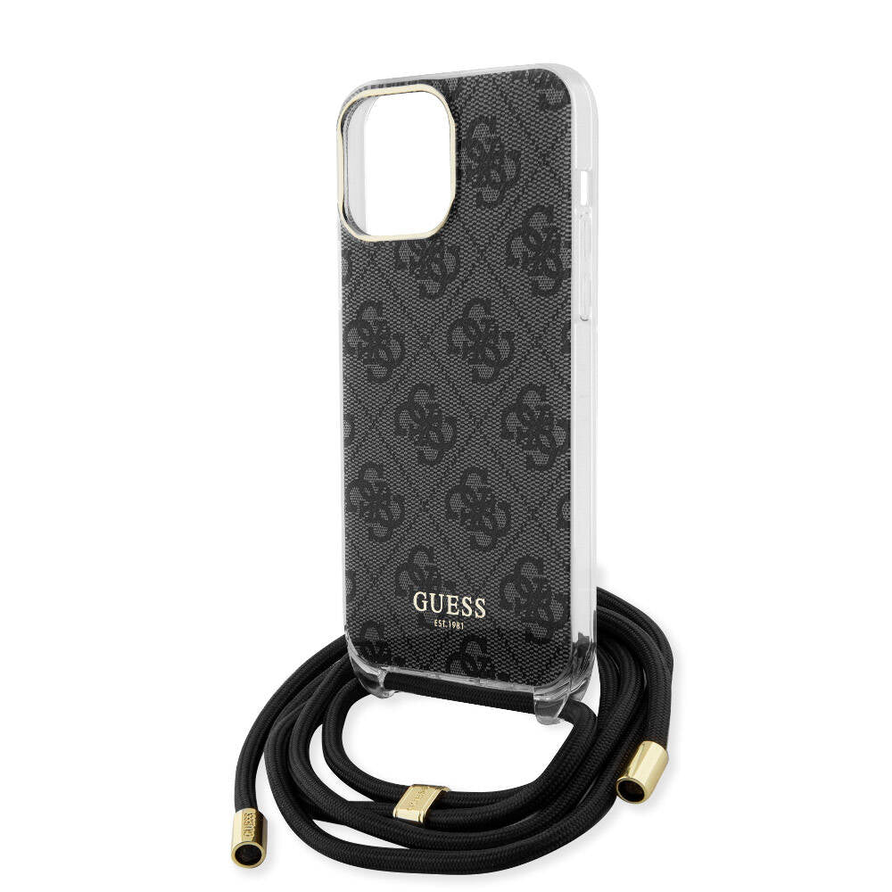 Apple iPhone 15 Pro Max Case Guess Original Licensed Cross Strap 4G Patterned Cover Brown