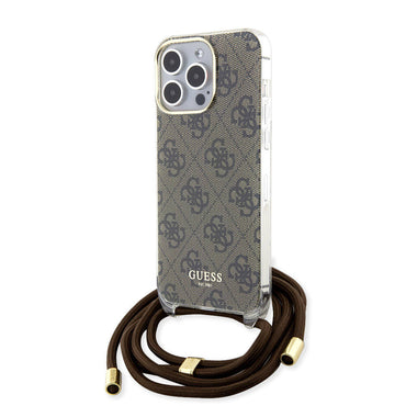 Apple iPhone 15 Pro Max Case Guess Original Licensed Cross Strap 4G Patterned Cover Brown