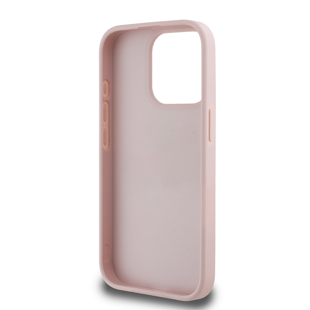 Apple iPhone 15 Pro Max Case Guess Original Licensed Rose Printed Large Metal Logo Design Cover Black