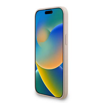 Apple iPhone 15 Pro Max Kılıf Guess Orjinal Lisanslı M-safe Şarj Özellikli PU Deri Bilek Askı İpli Yazı Logolu Kapak Kahverengi