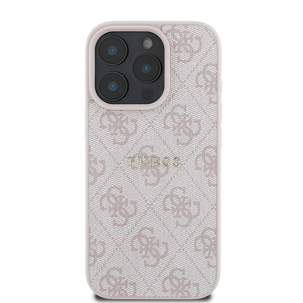 Apple iPhone 15 Pro Max Case Guess Original Licensed M-safe Charging Feature 4G Pattern Text Logo Cover Black