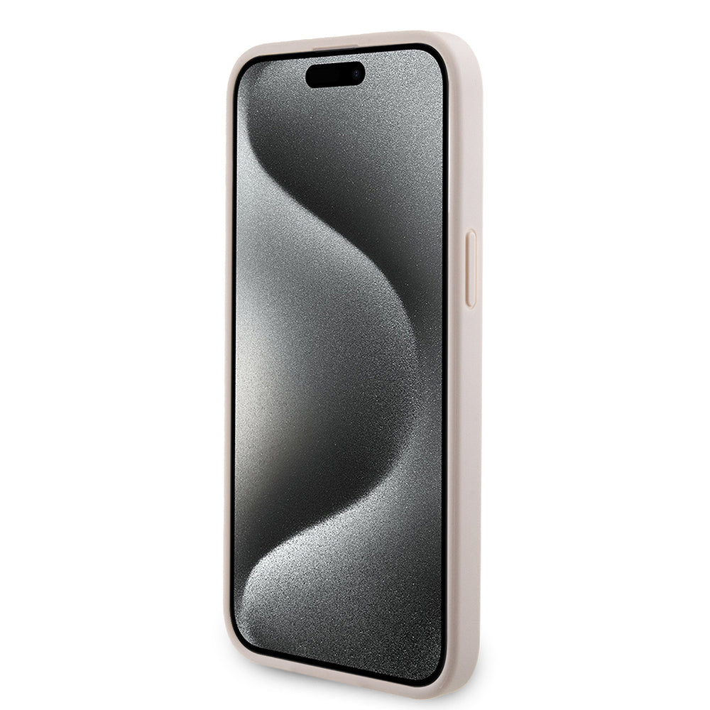 Apple iPhone 15 Pro Max Case Guess Original Licensed M-safe Charging Feature 4G Stripe Design Printed Cover Pink