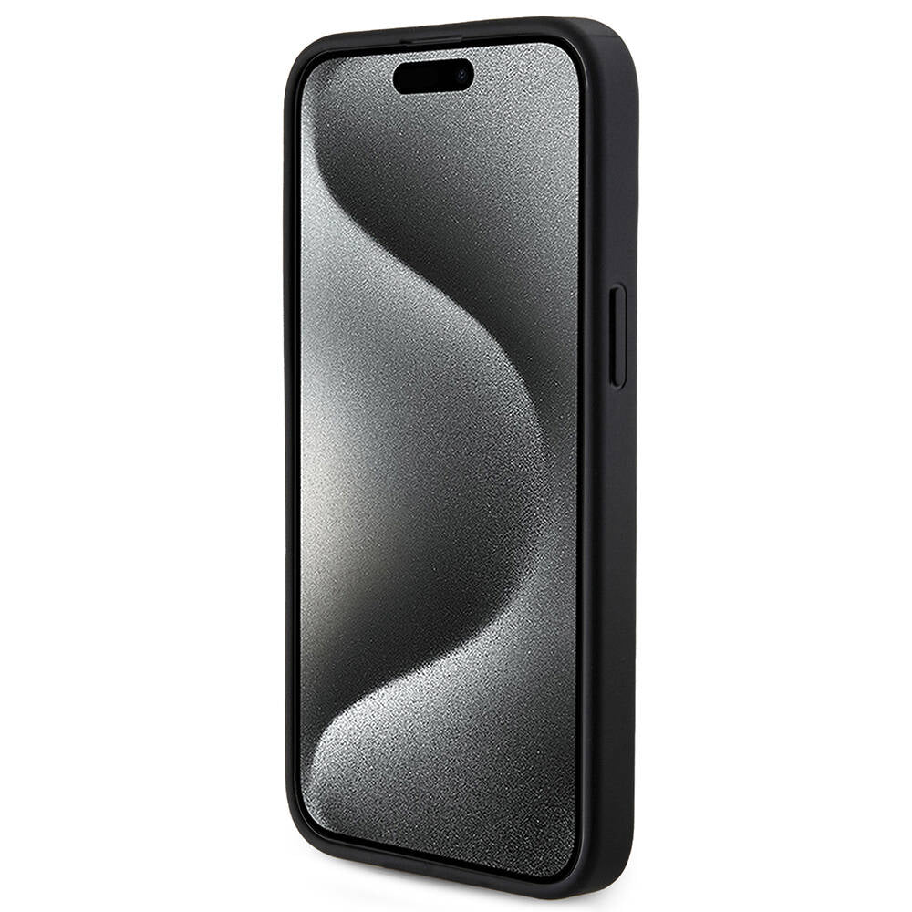Apple iPhone 15 Pro Max Case Guess Original Licensed M-safe Charging Feature PU Ring 4G Patterned Text Logo Cover Brown