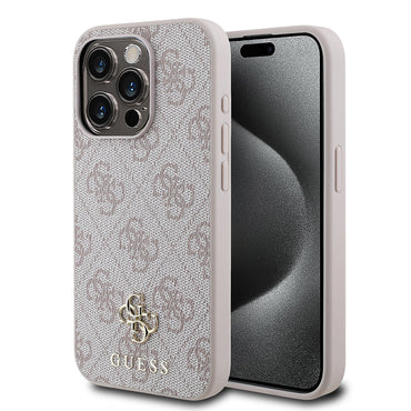 Apple iPhone 15 Pro Max Case Guess Original Licensed M-safe Charging Feature Small 4G Classic Cover Brown