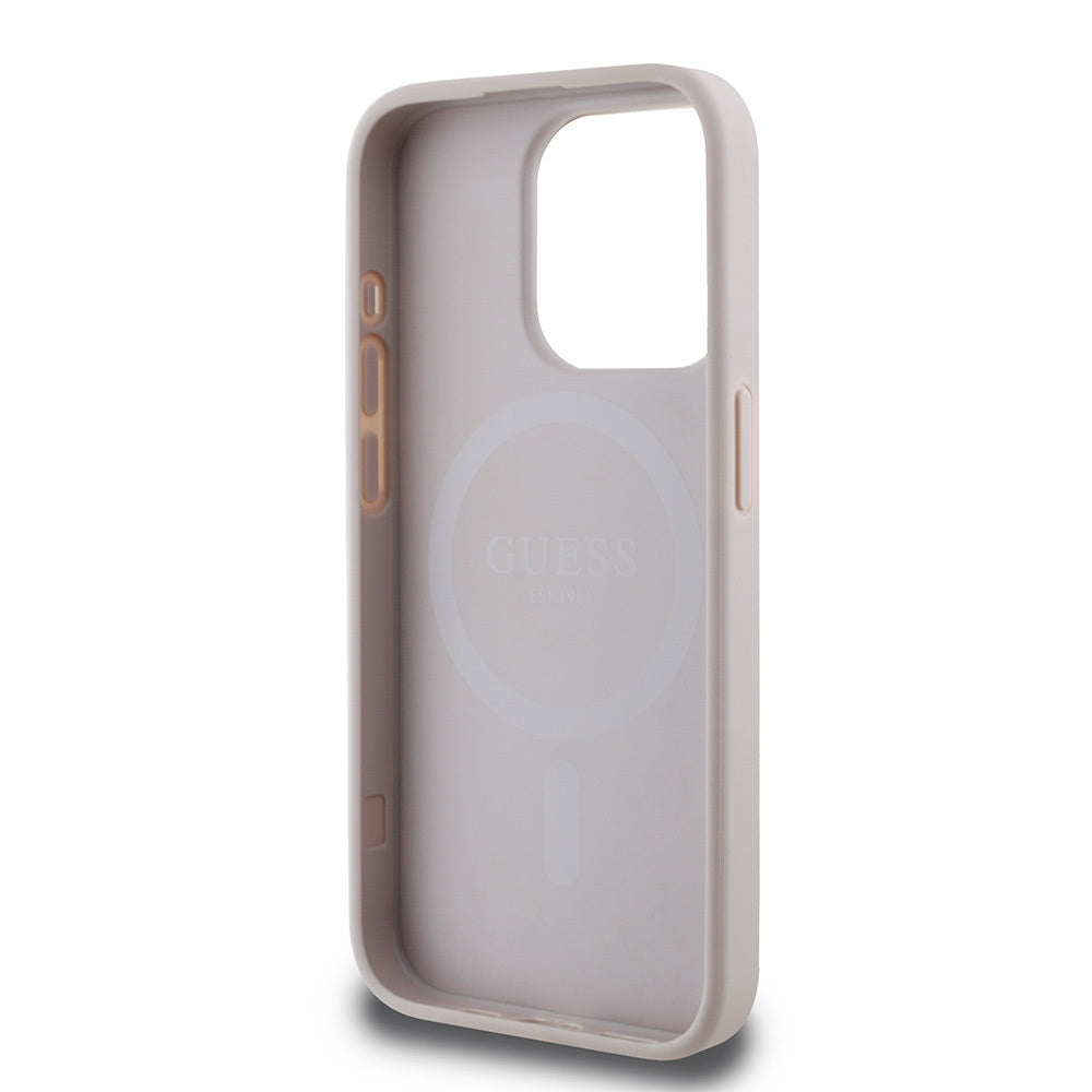 Apple iPhone 15 Pro Max Case Guess Original Licensed M-safe Charging Feature Small 4G Classic Cover Brown