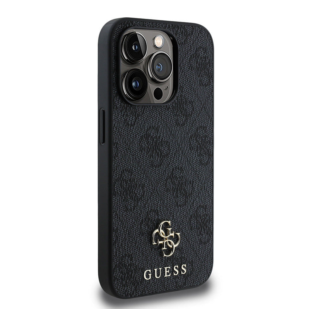 Apple iPhone 15 Pro Max Case Guess Original Licensed M-safe Charging Feature Small 4G Classic Cover Brown