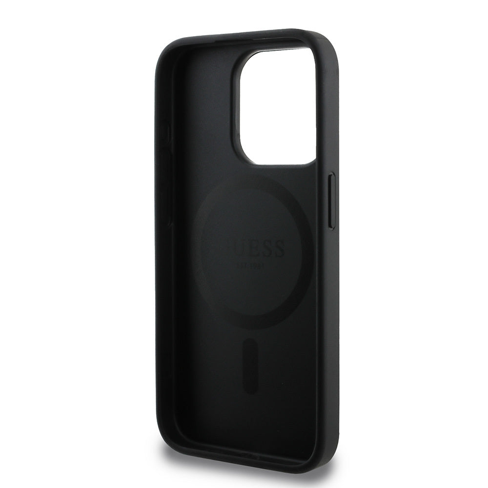 Apple iPhone 15 Pro Max Case Guess Original Licensed M-safe Charging Feature Small 4G Classic Cover Brown