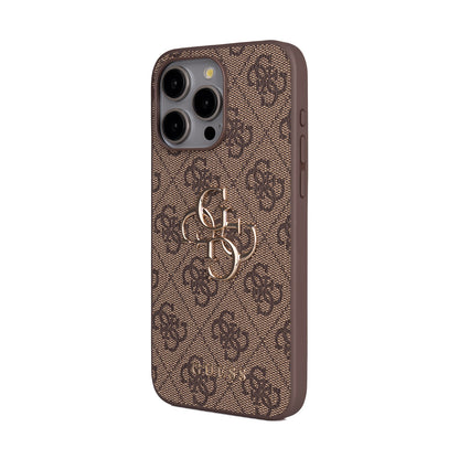 Apple iPhone 15 Pro Max Kılıf Guess Orjinal Lisanslı PU Deri 4G Büyük Metal Logolu Çapraz Vücut Askılı Kapak Siyah