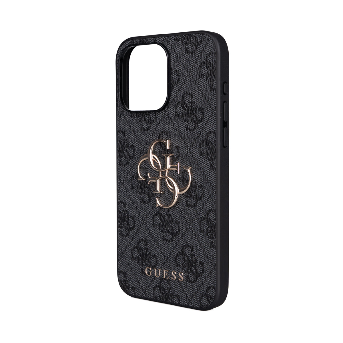 Apple iPhone 15 Pro Max Kılıf Guess Orjinal Lisanslı PU Deri 4G Büyük Metal Logolu Çapraz Vücut Askılı Kapak Siyah