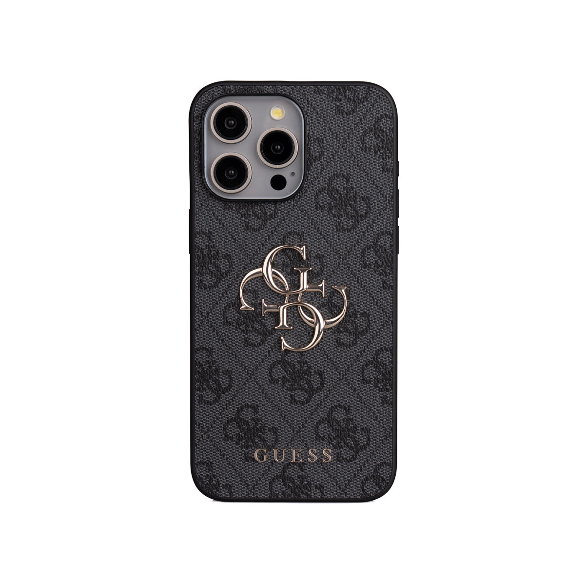 Apple iPhone 15 Pro Max Kılıf Guess Orjinal Lisanslı PU Deri 4G Büyük Metal Logolu Çapraz Vücut Askılı Kapak Siyah