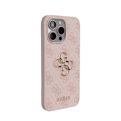 Apple iPhone 15 Pro Max Kılıf Guess Orjinal Lisanslı PU Deri 4G Büyük Metal Logolu Çapraz Vücut Askılı Kapak Kahverengi