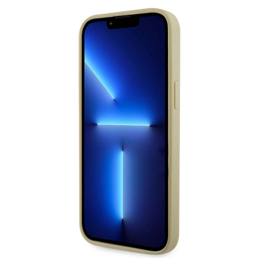 Apple iPhone 15 Pro Max Case Guess Original Licensed Stone Back Surface Triangle Logo Cover Gold