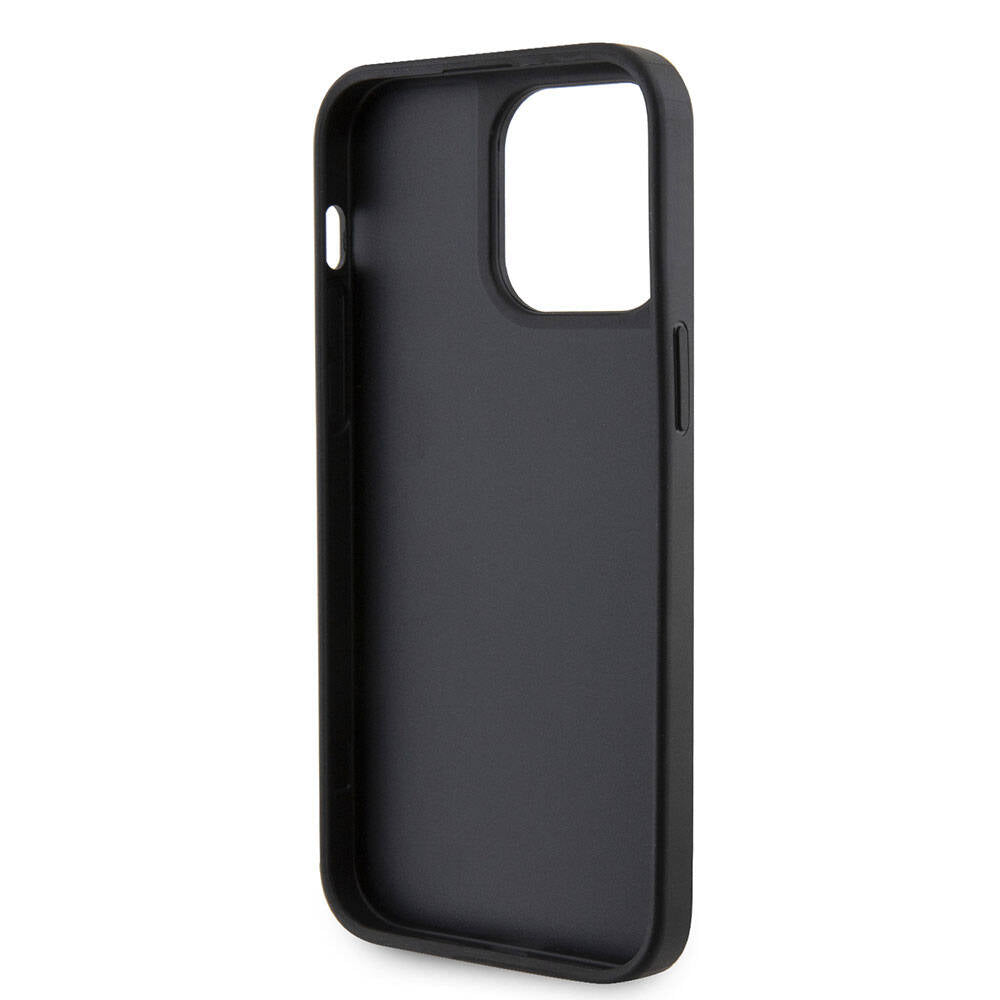 Apple iPhone 15 Pro Max Case Guess Original Licensed Stone Back Surface Triangle Logo Cover Black