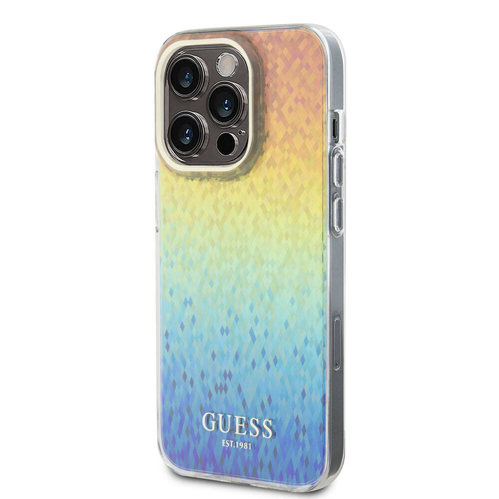 Apple iPhone 15 Pro Max Case Guess Original Licensed Mirror Disco Cover Colorful with Text Logo