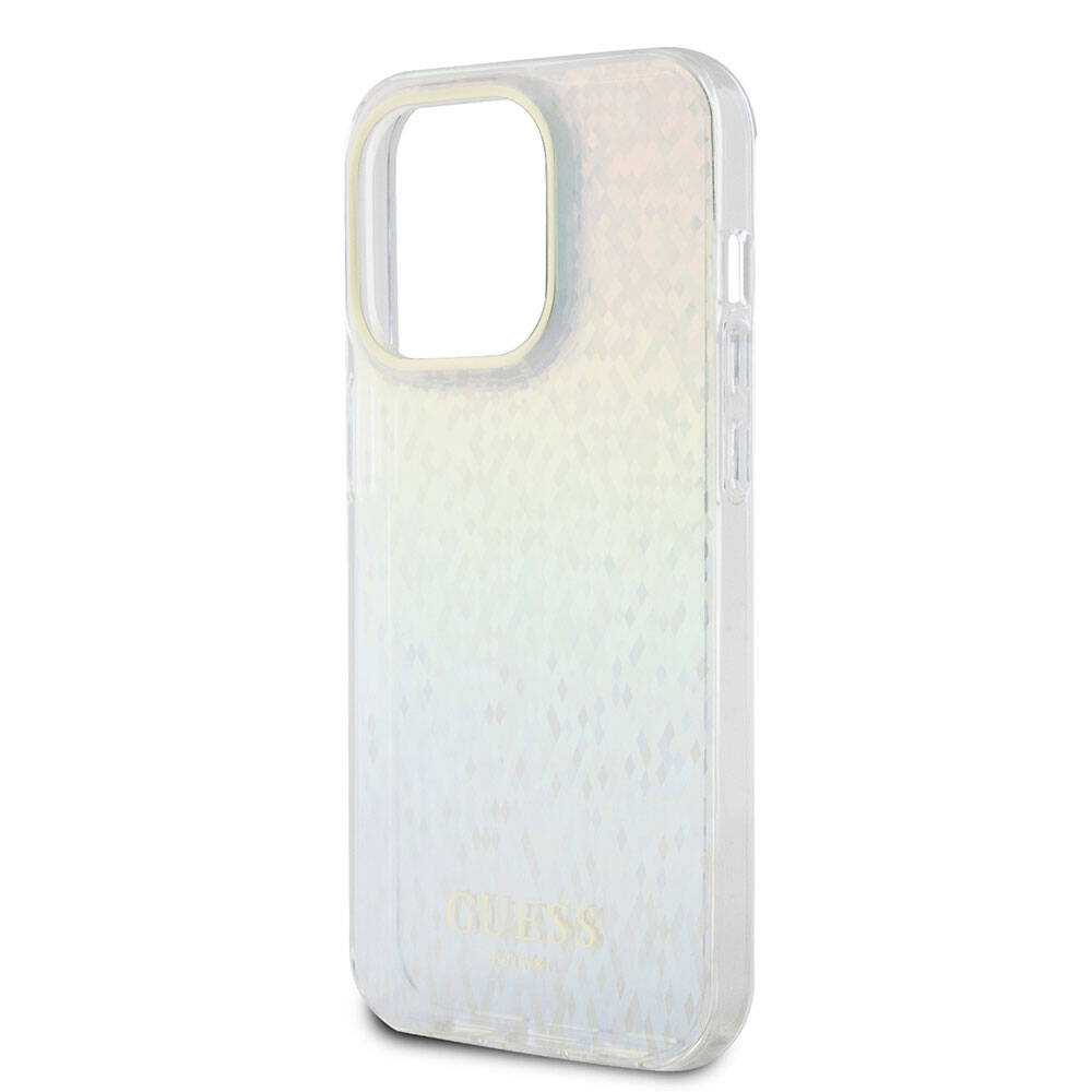 Apple iPhone 15 Pro Max Case Guess Original Licensed Mirror Disco Cover Gold with Text Logo