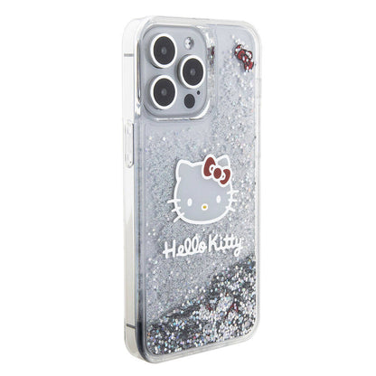 Apple iPhone 15 Pro Max Kılıf Hello Kitty Orjinal Lisanslı İkonik Sıvılı Glitter Kapak Renksiz