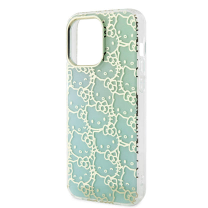 Apple iPhone 15 Pro Max Kılıf Hello Kitty Orjinal Lisanslı Renk Geçişli Elektroplating Kaplama Kitty Head Desenli Kapak Pembe