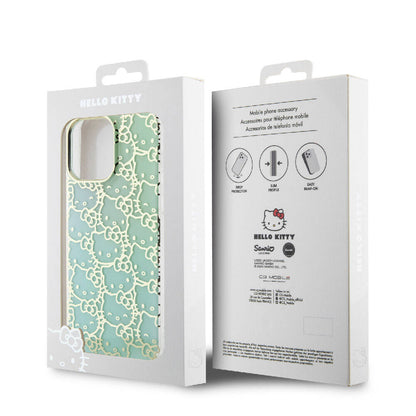 Apple iPhone 15 Pro Max Kılıf Hello Kitty Orjinal Lisanslı Renk Geçişli Elektroplating Kaplama Kitty Head Desenli Kapak Pembe