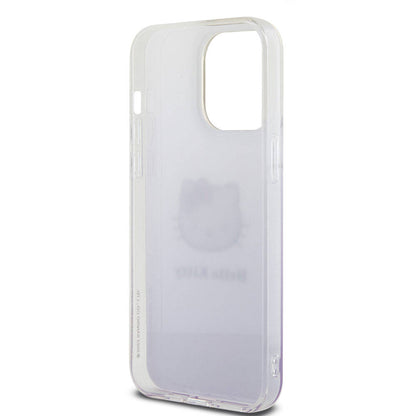 Apple iPhone 15 Pro Max Kılıf Hello Kitty Orjinal Lisanslı Yazı ve İkonik Logolu Elektroplating Kaplama Gradyan Kapak Mor