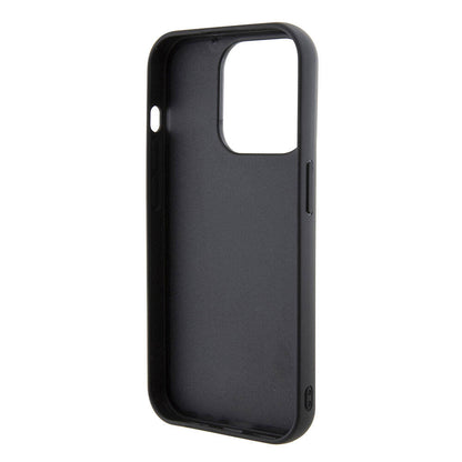 Apple iPhone 15 Pro Max Kılıf Karl Lagerfeld İkonik Fixed Glitter Metal Logo Orjinal Lisanslı Kapak Siyah