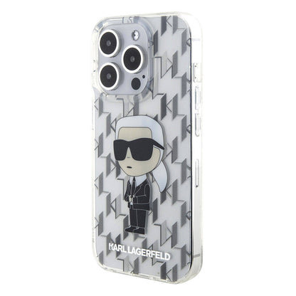 Apple iPhone 15 Pro Max Kılıf Karl Lagerfeld IML İkonik Monogram Orjinal Lisanslı Kapak Renksiz