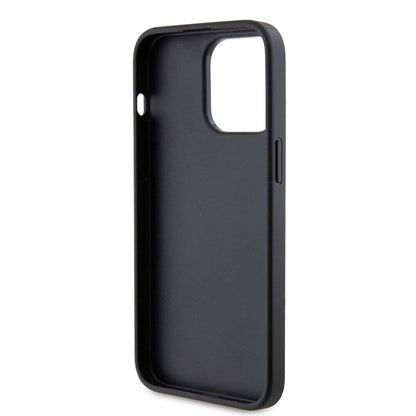 Apple iPhone 15 Pro Max Kılıf Karl Lagerfeld Kartlıklı Metal Logo Orjinal Lisanslı Kapak Siyah