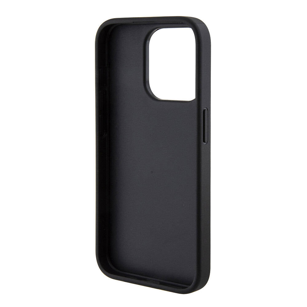 Apple iPhone 15 Pro Max Kılıf Karl Lagerfeld Kartlıklı Saffiano 3D RSG Logo Orjinal Lisanslı Kapak Siyah