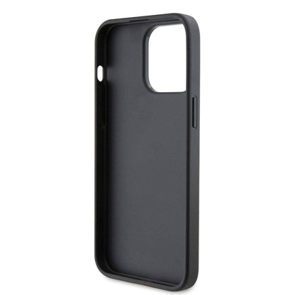 Apple iPhone 15 Pro Max Kılıf Karl Lagerfeld Kartlıklı Saffiano K&L Patch Orjinal Lisanslı Kapak Siyah