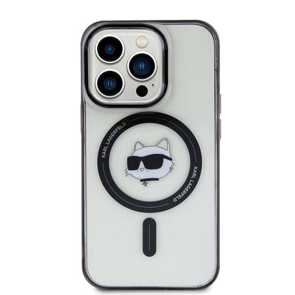 Apple iPhone 15 Pro Max Kılıf Karl Lagerfeld M-safe Şarj Özellikli IML Choupette Orjinal Lisanslı Kapak Renksiz