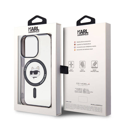 Apple iPhone 15 Pro Max Kılıf Karl Lagerfeld M-safe Şarj Özellikli IML Choupette Orjinal Lisanslı Kapak Renksiz