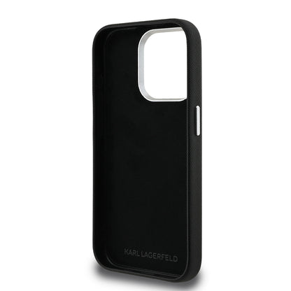 Apple iPhone 15 Pro Max Kılıf Karl Lagerfeld Orjinal Lisanslı K&C Heads Pin Kapak Gri