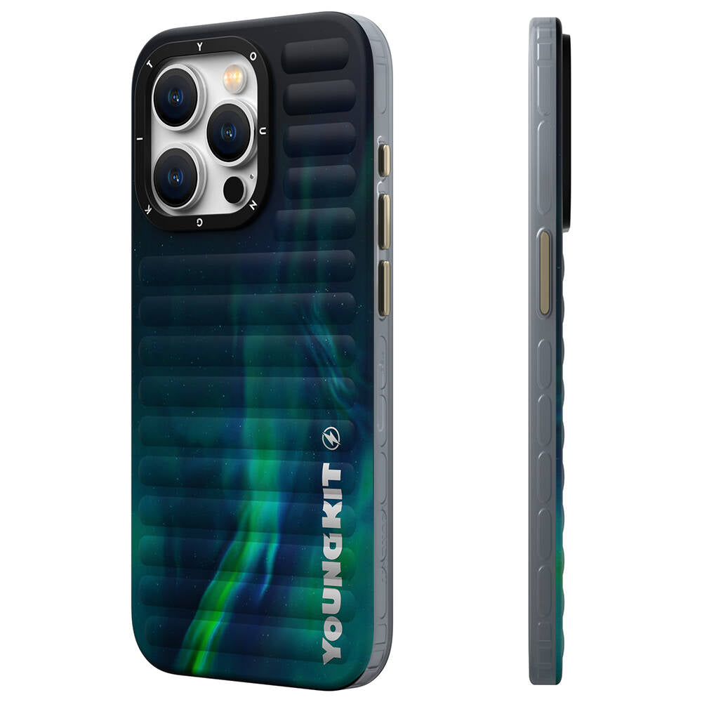 Apple iPhone 15 Pro Max Case Northern Lights Pattern Youngkit Aurora Series Cover Blue 