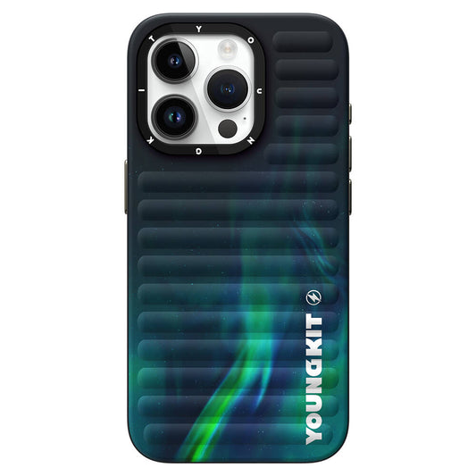 Apple iPhone 15 Pro Max Case Northern Lights Pattern Youngkit Aurora Series Cover Green 