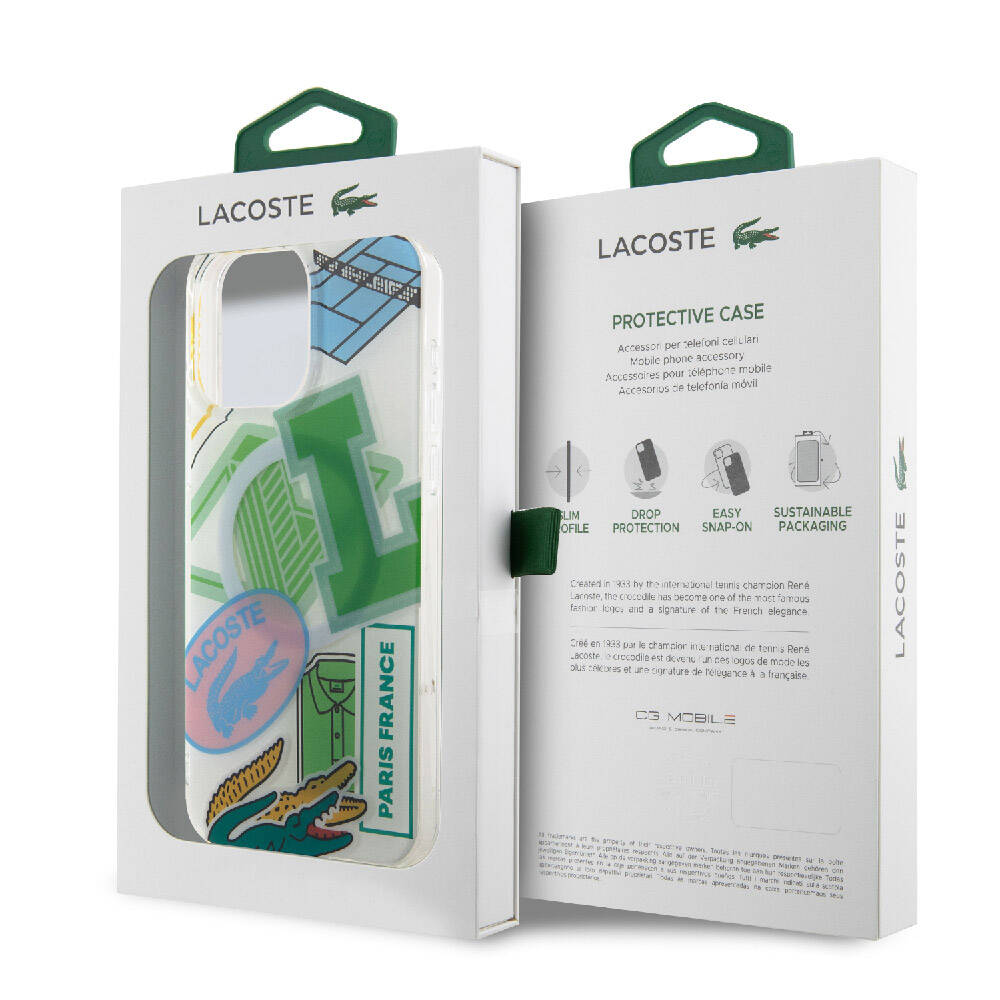 Apple iPhone 15 Pro Max Kılıf Lacoste Orjinal Lisanslı M-safe Şarj Özellikli Çift Katmanlı Yamalar Desenli Kapak Sarı