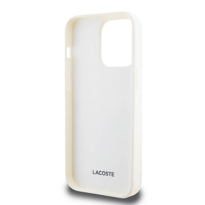 Apple iPhone 15 Pro Max Kılıf Lacoste Orjinal Lisanslı M-safe Şarj Özellikli PU Deri Görünümlü Kartlıklı Karışık Monogram Desenli Kapak Siyah