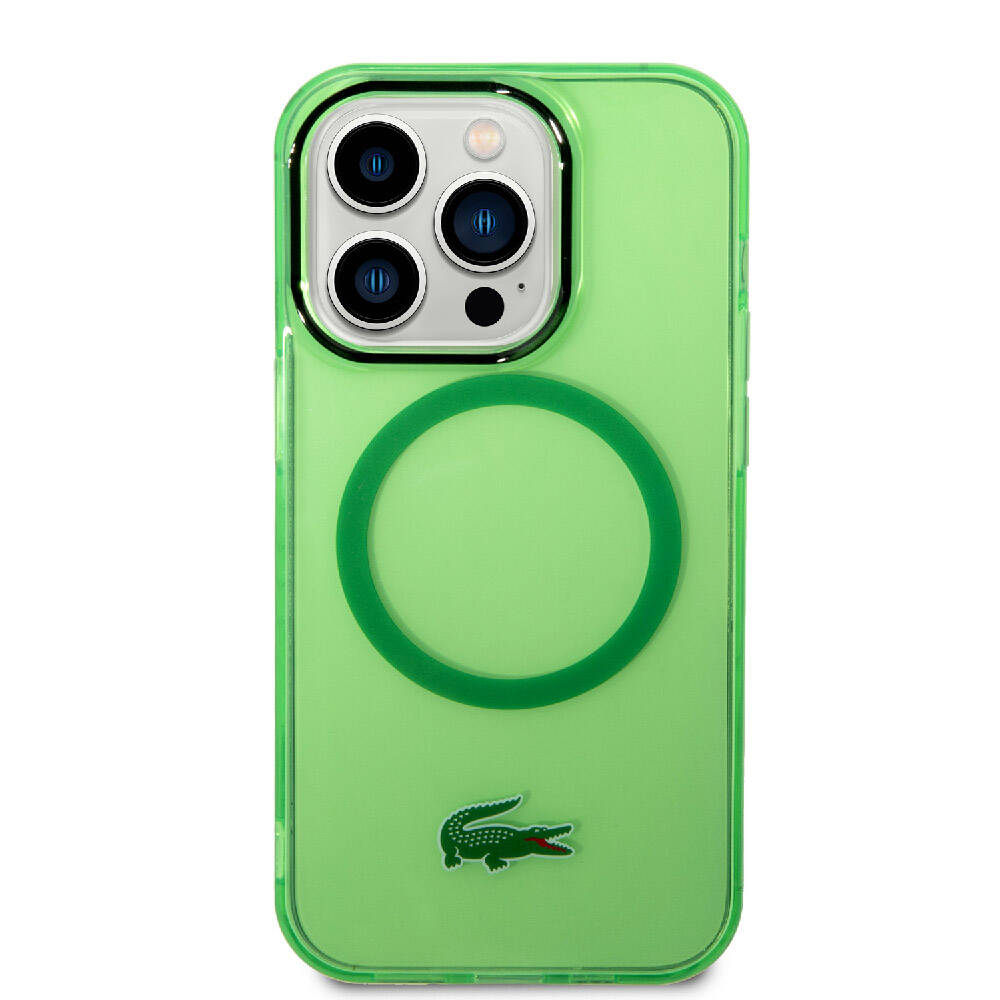 Apple iPhone 15 Pro Max Kılıf Lacoste Orjinal Lisanslı M-safe Şarj Özellikli Transparan Timsah Logo Baskılı Kapak Mavi Açık